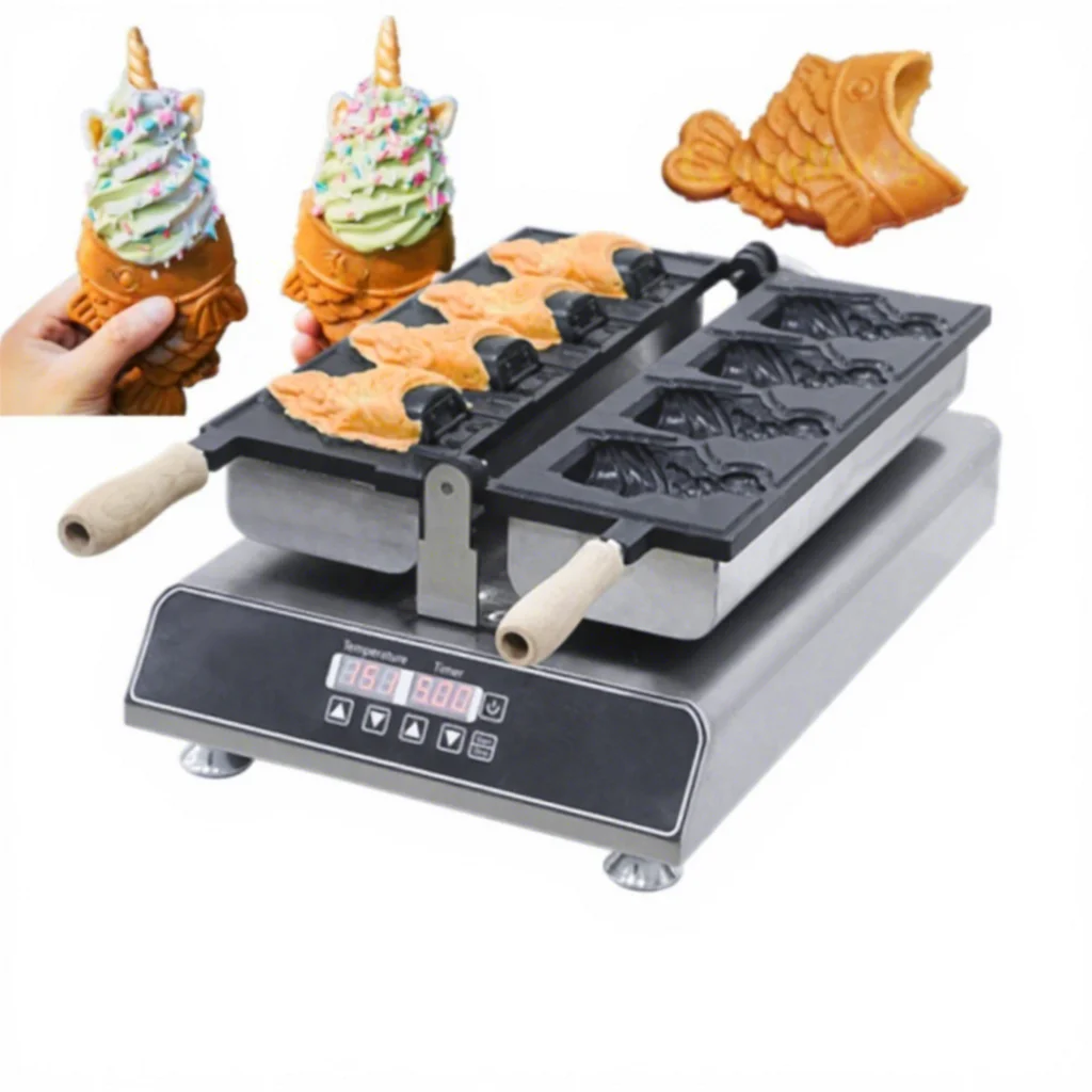 Commercial Electric Taiyaki Maker Factory Price Stainless Steel Open Mouth Fish Shaped Waffle Machine For Snacks For Hotel Use
Commercial Electric Taiyaki Maker Factory Price Stainless Steel Open Mouth Fish Shaped Waffle Machine For Snacks For Hotel Use