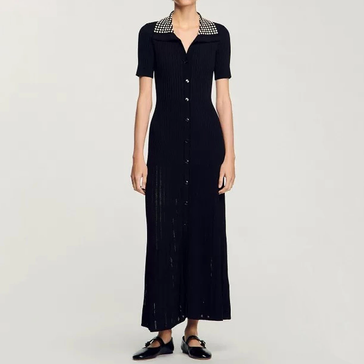 High Quality Spring And Autumn New Fashionable Elastic Knitted Short Sleeved Lapel Hot Pressed Diamond Slim Fit Women's Dress
High Quality Spring And Autumn New Fashionable Elastic Knitted Short Sleeved Lapel Hot Pressed Diamond Slim Fit Women's Dress