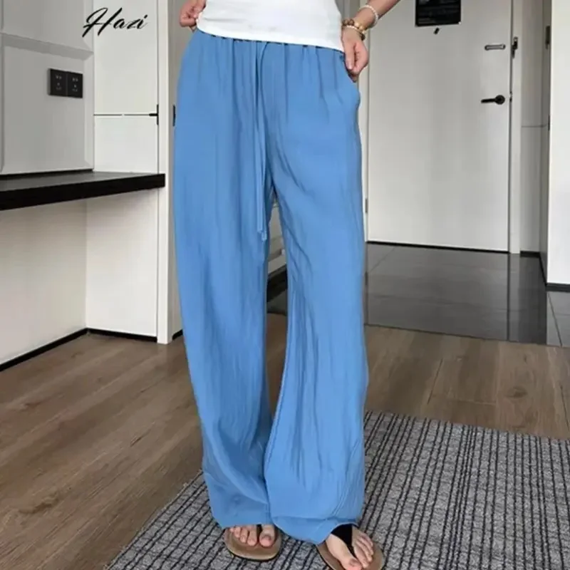 New Summer Linen Wide Leg Pants Women Casual Loose Retro Holiday Elastic Waist Daily Drawstring Long Trousers Thin
New Summer Linen Wide Leg Pants Women Casual Loose Retro Holiday Elastic Waist Daily Drawstring Long Trousers Thin