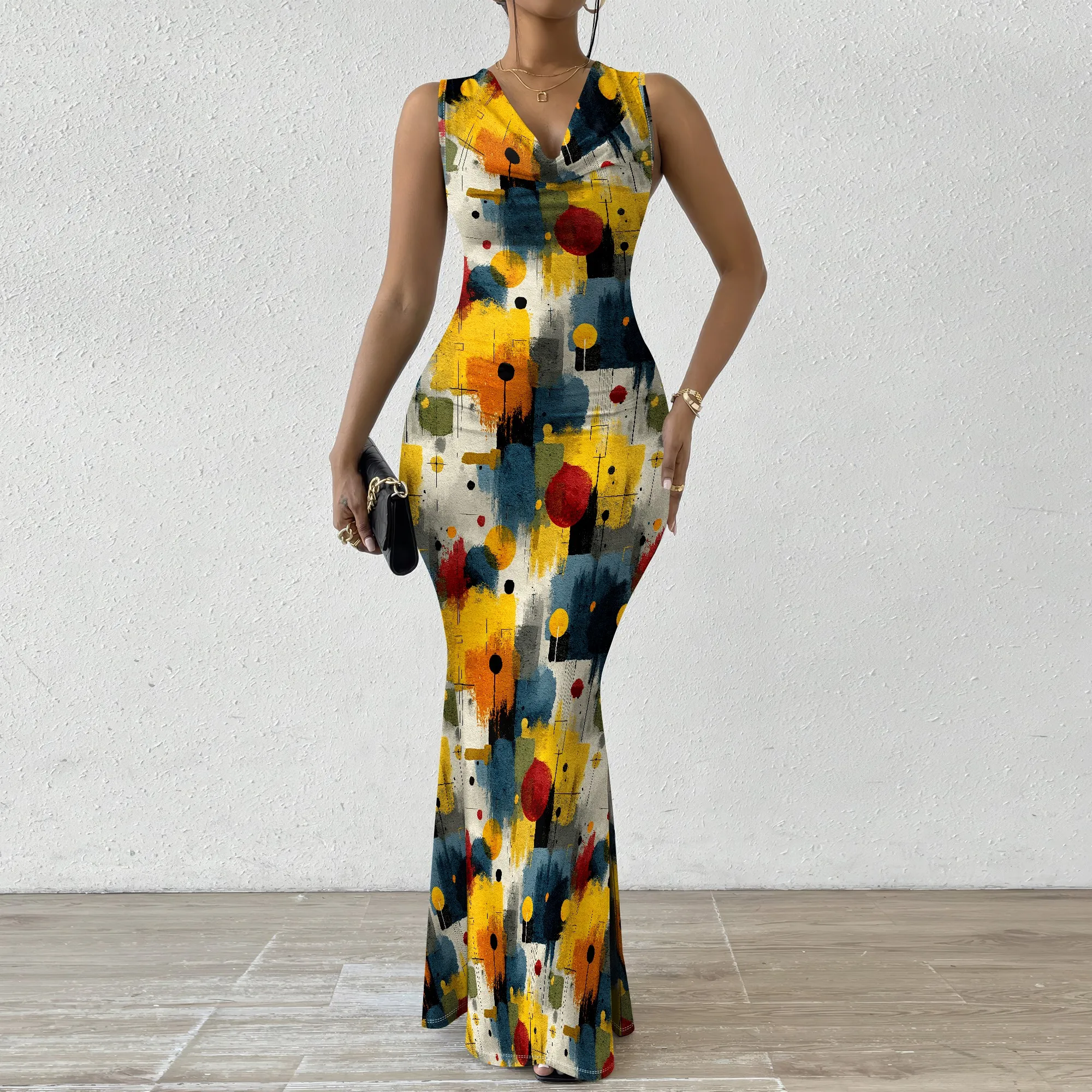 Colorful Abstract Polka Dot Print Maxi Dress Sleeveless V-Neck Bodycon Dress for Women XS-2XL Trendy Casual or Party Wear
Colorful Abstract Polka Dot Print Maxi Dress Sleeveless V-Neck Bodycon Dress for Women XS-2XL Trendy Casual or Party Wear