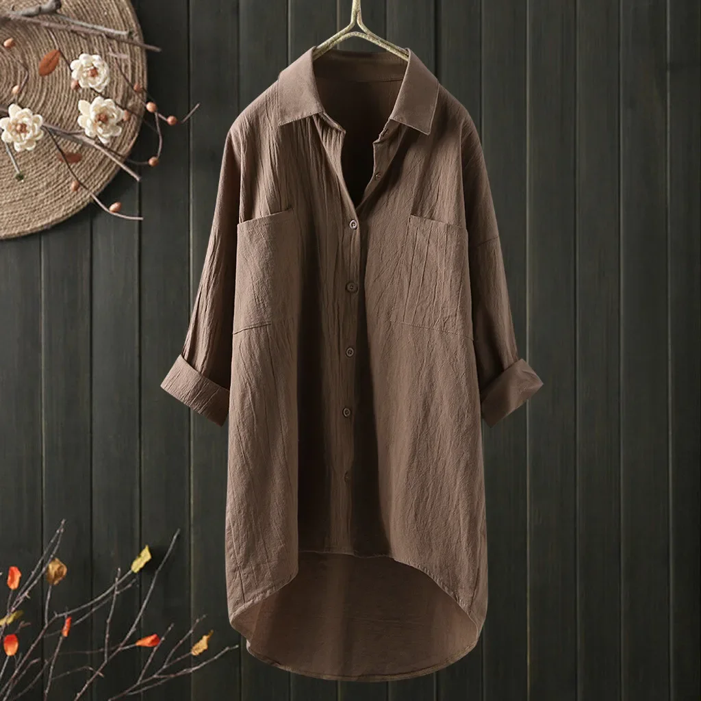 White Shirt Women Casual Cotton Linen Shirts Blouse Loose Dress Lapel Neck Button Long Sleeve Cardigan Beachwear Clothes Blusas
White Shirt Women Casual Cotton Linen Shirts Blouse Loose Dress Lapel Neck Button Long Sleeve Cardigan Beachwear Clothes Blusas