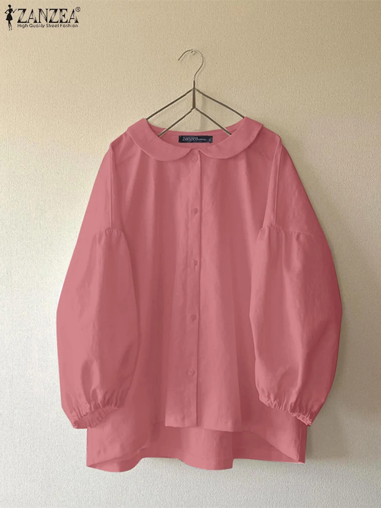 Summer Tunic ZANZEA Peter Pan Collar Women Fashion Shirts 2025 Casual 3/4 Lantern Sleeve Solid Color Blouse Loose Elegant OL Top
Summer Tunic ZANZEA Peter Pan Collar Women Fashion Shirts 2025 Casual 3/4 Lantern Sleeve Solid Color Blouse Loose Elegant OL Top