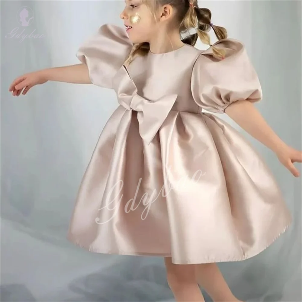 Satin Puff Sleeve Knee Length Flower Girl Dress Fits Girl Party Birthday Wedding Formal Occasion Customize Dresses
Satin Puff Sleeve Knee Length Flower Girl Dress Fits Girl Party Birthday Wedding Formal Occasion Customize Dresses