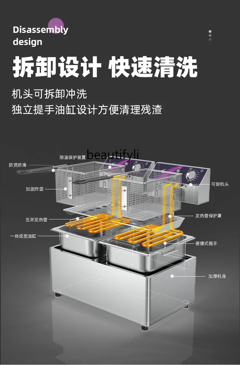 E132 Commercial double cylinder electric fryer, French fries, fried chicken chops, frying machine, frying machine
E132 Commercial double cylinder electric fryer, French fries, fried chicken chops, frying machine, frying machine