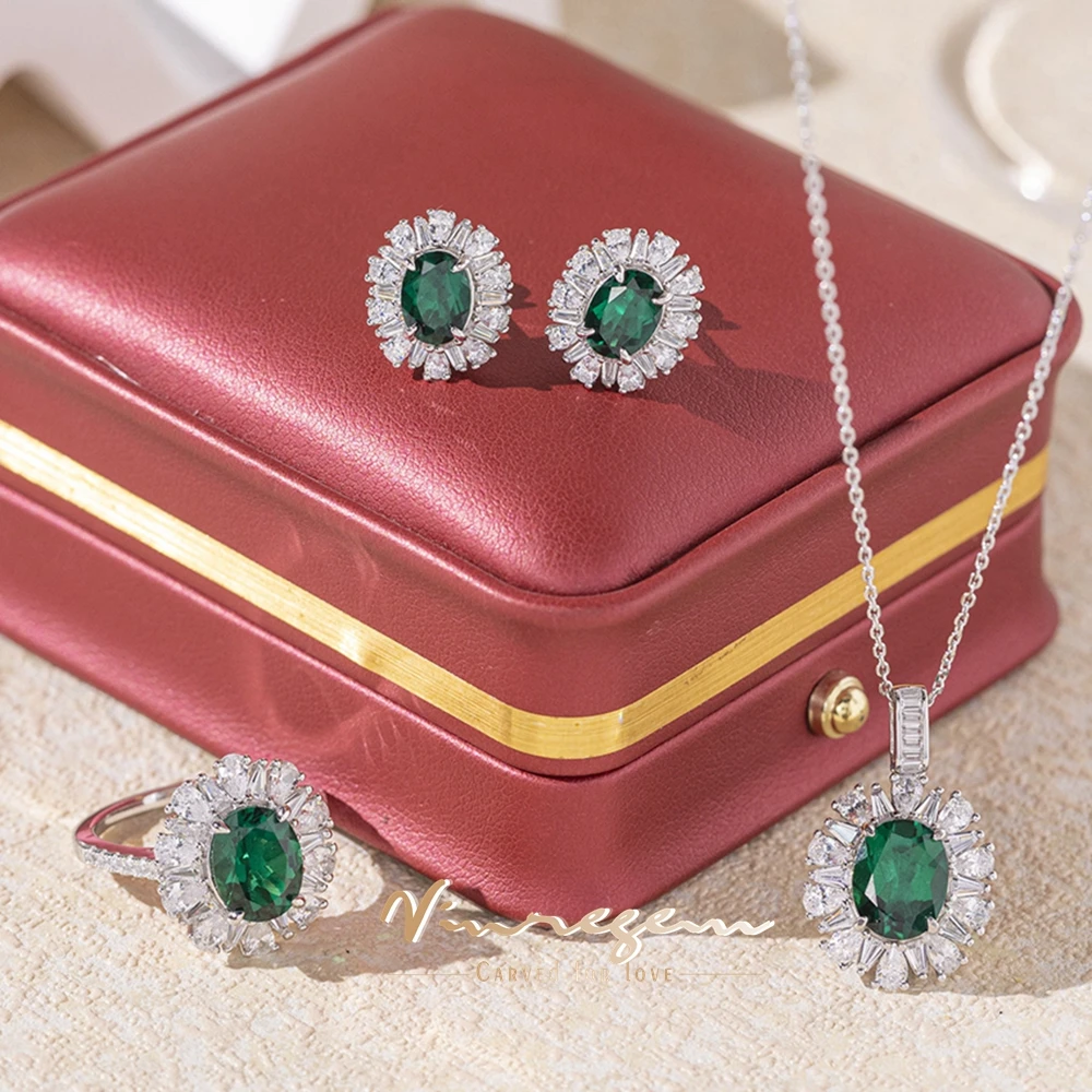 Vinregem Classic 925 Sterling Silver Oval Cut 3 CT Emerald High Carbon Diamond Gems Ring/Earrings/Necklaces/Pendant Jewelry Sets
Vinregem Classic 925 Sterling Silver Oval Cut 3 CT Emerald High Carbon Diamond Gems Ring/Earrings/Necklaces/Pendant Jewelry Sets