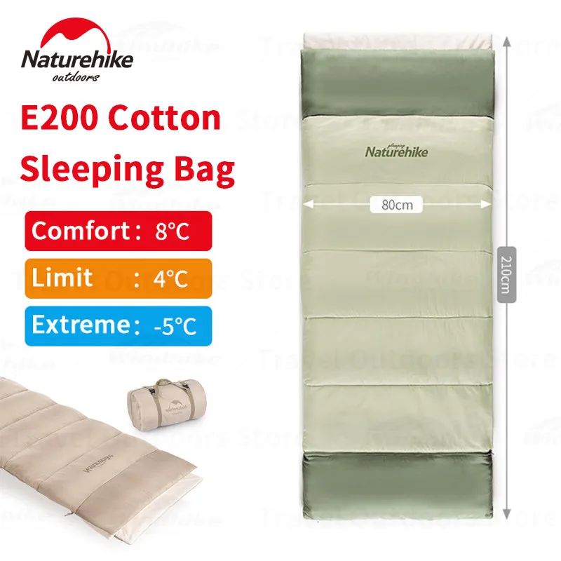 Naturehike E200 Хлопковый спальный мешок 8~-5 ℃ Сверхлегкий спальный мешок-конверт с возможностью сращивания, свободное утолщение, 3-сезонное одеяло из простыни
Naturehike E200 Хлопковый спальный мешок 8~-5 ℃ Сверхлегкий спальный мешок-конверт с возможностью сращивания, свободное утолщение, 3-сезонное одеяло из простыни