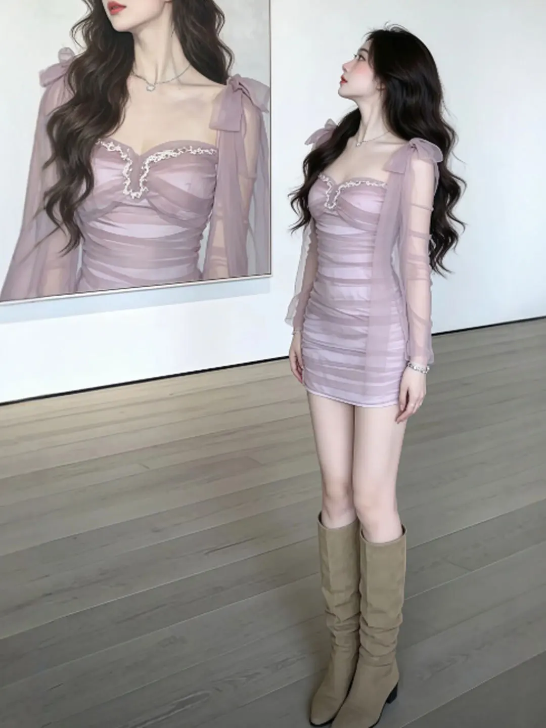 Unique Beautiful Mesh Slim Fit Short Skirt Purple Dress Spring Season Women's Fashion High Waist Long Sleeve Casual Dress
Unique Beautiful Mesh Slim Fit Short Skirt Purple Dress Spring Season Women's Fashion High Waist Long Sleeve Casual Dress