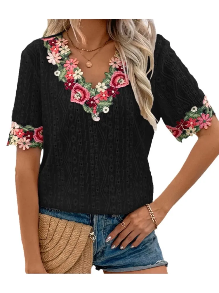 Casual Loose Floral Tops For Women Fashion 2025 New Summer Tees Vintage Ladies Loose Shirts Patchwork Blouses Elegant Female Top
Casual Loose Floral Tops For Women Fashion 2025 New Summer Tees Vintage Ladies Loose Shirts Patchwork Blouses Elegant Female Top