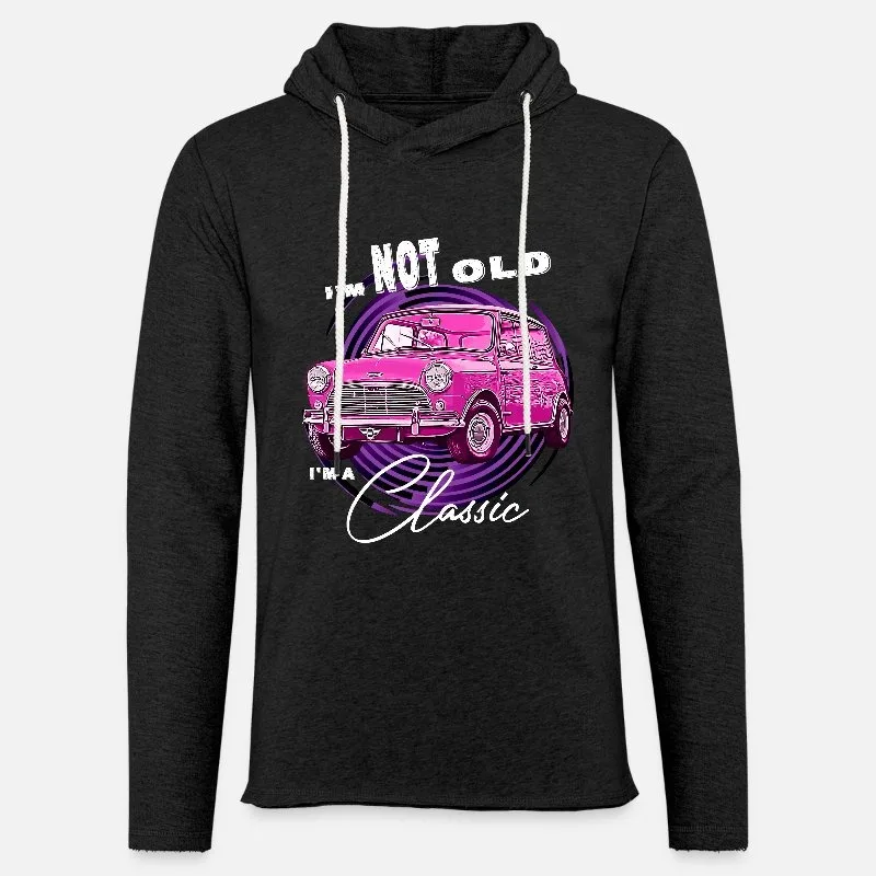 Retro Car Motif Cotton Hoodie ,Featuring A Stylish Pink Vintage Mini Car with The Catchy Phrases I'M NOT OLD I'M A Classic
Retro Car Motif Cotton Hoodie ,Featuring A Stylish Pink Vintage Mini Car with The Catchy Phrases I'M NOT OLD I'M A Classic