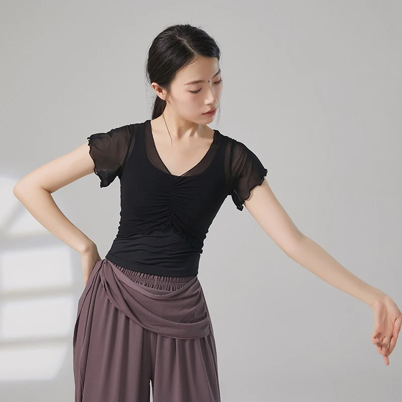 New style short-sleeved adult classical dance training suit with small flared sleeves for women
New style short-sleeved adult classical dance training suit with small flared sleeves for women