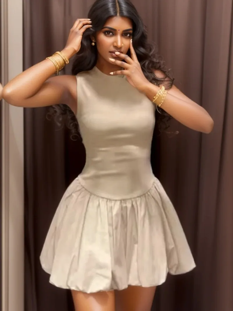 New Women's Short Dresses Solid Patchwork Design Female Fashion O-Neck Sleeveless Vestidos Casual Mini Dresses for Summer
New Women's Short Dresses Solid Patchwork Design Female Fashion O-Neck Sleeveless Vestidos Casual Mini Dresses for Summer