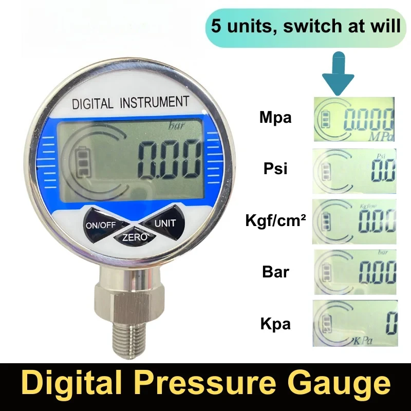 0-100Mpa Csutomized LCD Digital Hydraulic Pressure Gauge 60mm SS304 Oil Fuel Water Pressure Meter 40Mpa 6Mpa 100Kpa 500Kpa
0-100Mpa Csutomized LCD Digital Hydraulic Pressure Gauge 60mm SS304 Oil Fuel Water Pressure Meter 40Mpa 6Mpa 100Kpa 500Kpa