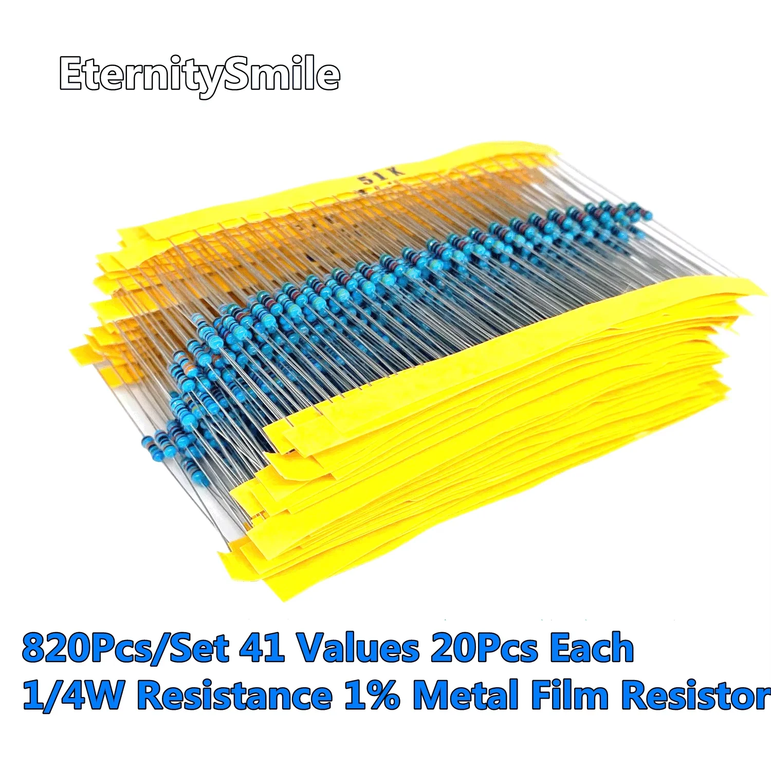 820Pcs/Set 41 Kinds 20Pcs Each 1/4W Resistance 1% Metal Film Resistor Pack Assorted Kit 1R 10R 910R 1K 10K 910K Ohm 1M Resistors
820Pcs/Set 41 Kinds 20Pcs Each 1/4W Resistance 1% Metal Film Resistor Pack Assorted Kit 1R 10R 910R 1K 10K 910K Ohm 1M Resistors