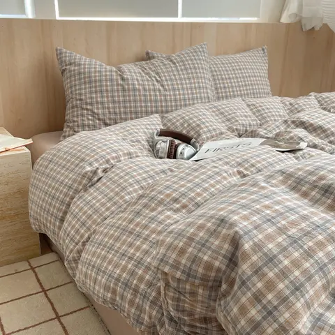 Nordic Ins Bedding Set Pure Cotton Duvet Cover Set Skin-Friendly Single Twin Full Queen Size Flat&Fitted Sheets Bed Sheets Set