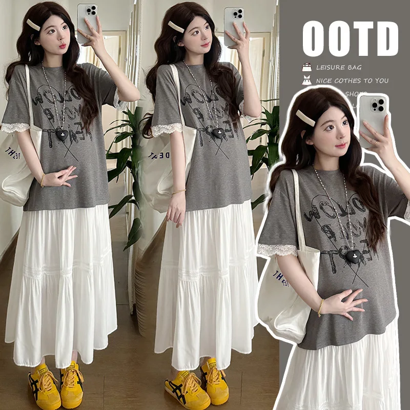 Korean Maternity Set: Trendy Letter Print T-Shirt & Flowy Skirt - Stylish Two-Piece Pregnancy Outfit for Expecting Moms
Korean Maternity Set: Trendy Letter Print T-Shirt & Flowy Skirt - Stylish Two-Piece Pregnancy Outfit for Expecting Moms