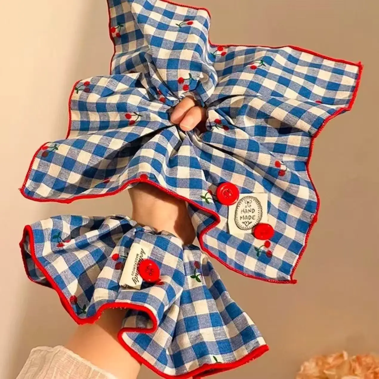 Popular Blue Plaid Cherry Square Scarf Scrunchy for Women Advanced Lazy Style Hair Band Ponytail Hair Accessory Sturdy
Popular Blue Plaid Cherry Square Scarf Scrunchy for Women Advanced Lazy Style Hair Band Ponytail Hair Accessory Sturdy