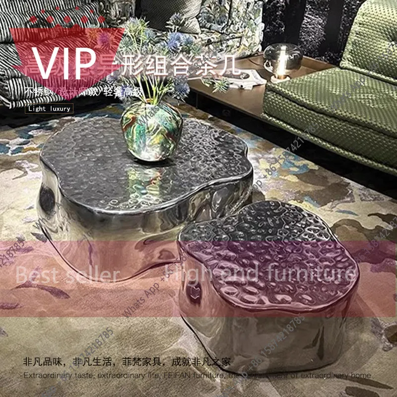 ZL Italian light luxury high-end special-shaped designer style artistic sense simplicity living room stainless steel tea table
ZL Italian light luxury high-end special-shaped designer style artistic sense simplicity living room stainless steel tea table