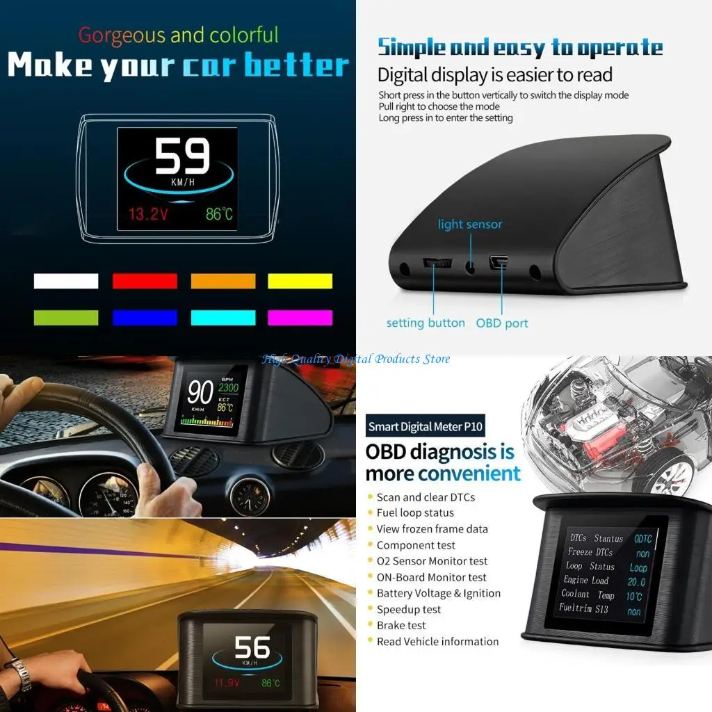 U2JE Multi-function HUD Head-up Display Water Temp Speedometer Mileage KMH
U2JE Multi-function HUD Head-up Display Water Temp Speedometer Mileage KMH