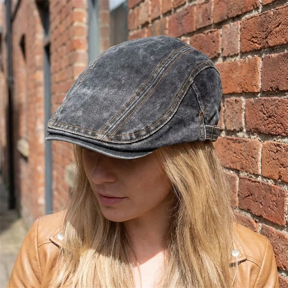 New Cotton Washed Denim Newsboy Caps Adjustable Retro Peaked Cap British Style Solid Color Flat Cap Spring
New Cotton Washed Denim Newsboy Caps Adjustable Retro Peaked Cap British Style Solid Color Flat Cap Spring