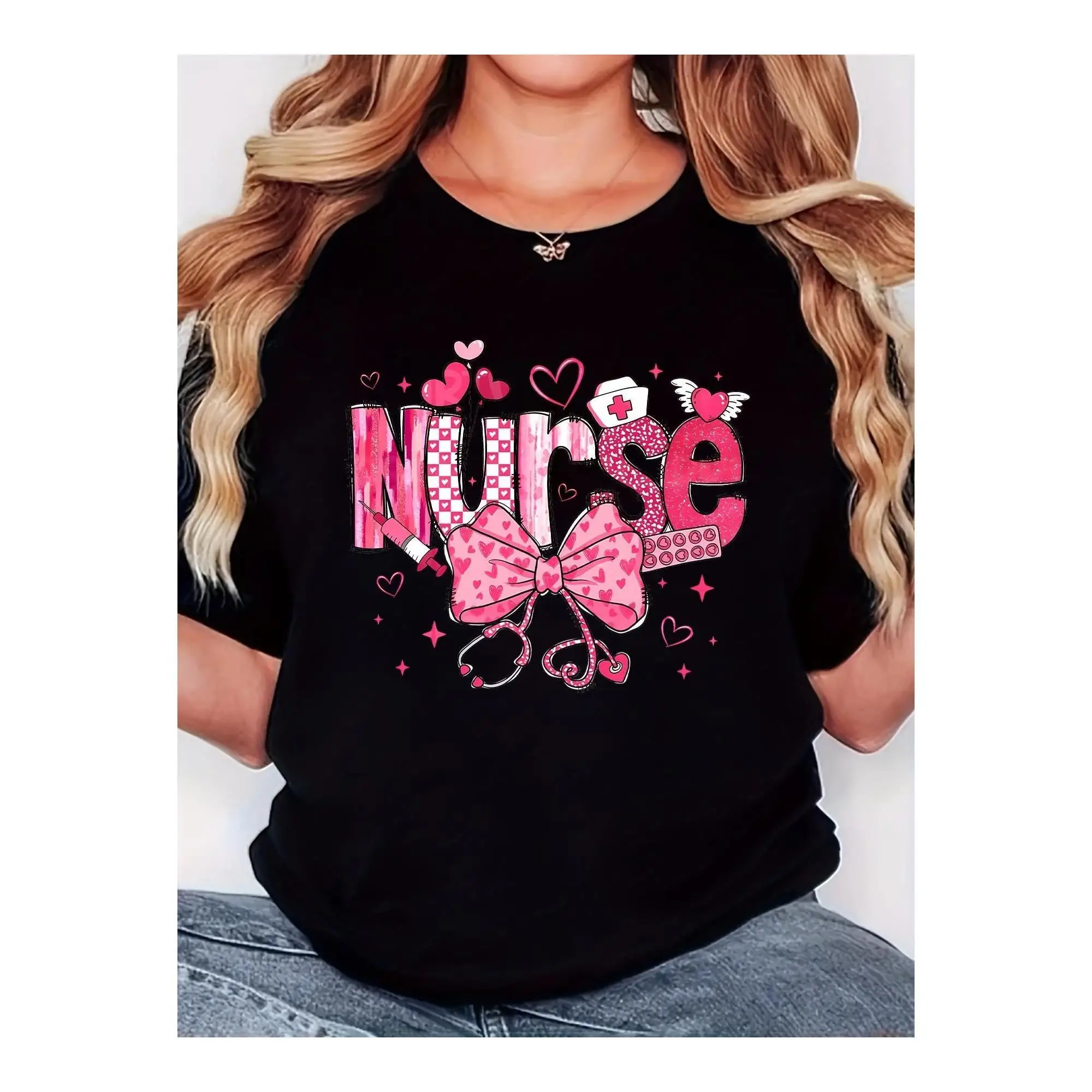 Nurse Life Heart Print T Shirt Women Medical Appreciation Gift Tee Pink Ribbon Love Symbol Nursing School Student Workwear Top
Nurse Life Heart Print T Shirt Women Medical Appreciation Gift Tee Pink Ribbon Love Symbol Nursing School Student Workwear Top