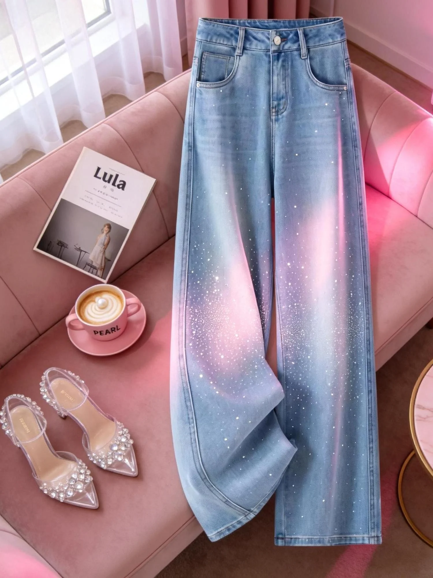 Light Blue Rhinestone Design Loose Wide Leg Straight High Waist Denim Jeans Women's Spring New Style Retro Japanese Style
Light Blue Rhinestone Design Loose Wide Leg Straight High Waist Denim Jeans Women's Spring New Style Retro Japanese Style