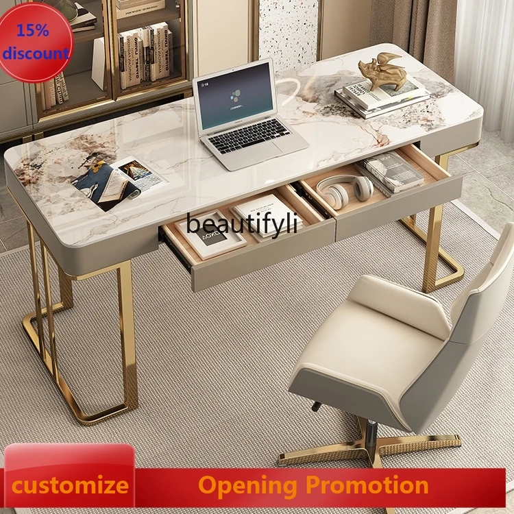 Light luxury rock slab, desk, chair, bookcase combination, modern simple office, computer desk, reception desk G1218
Light luxury rock slab, desk, chair, bookcase combination, modern simple office, computer desk, reception desk G1218
