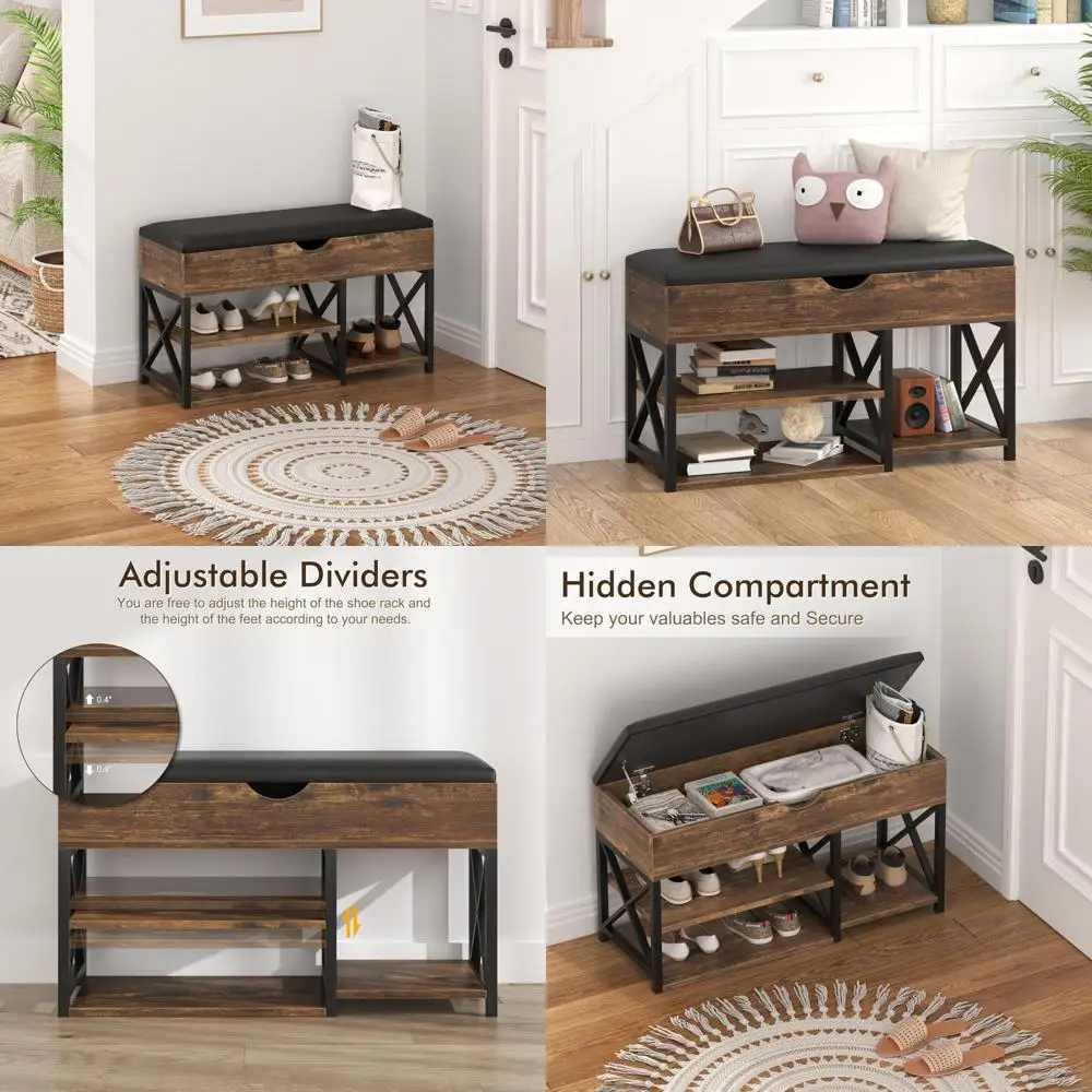 Многофункциональная скамейка для хранения обуви в прихожей с 3-х уровневой стойкой и мягким сиденьем для входной двери
Многофункциональная скамейка для хранения обуви в прихожей с 3-х уровневой стойкой и мягким сиденьем для входной двери