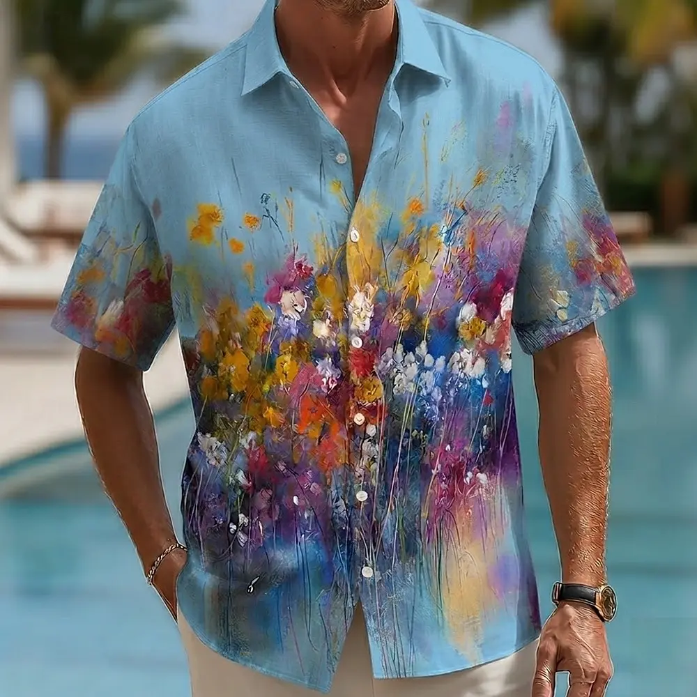 Men's Short Sleeve Turndown Collar Hawaiian Shirt Colorful Floral 3D Print Tropical Beach Wear Tops Blue Pink Green Summer
Men's Short Sleeve Turndown Collar Hawaiian Shirt Colorful Floral 3D Print Tropical Beach Wear Tops Blue Pink Green Summer