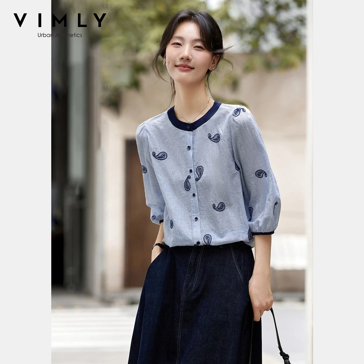 Vimly Stripe Shirt Women's Autumn 2025 Paisley Embroidered Contrast O-Neck Single Breasted Blouses Casual Commuter Top A2921
Vimly Stripe Shirt Women's Autumn 2025 Paisley Embroidered Contrast O-Neck Single Breasted Blouses Casual Commuter Top A2921