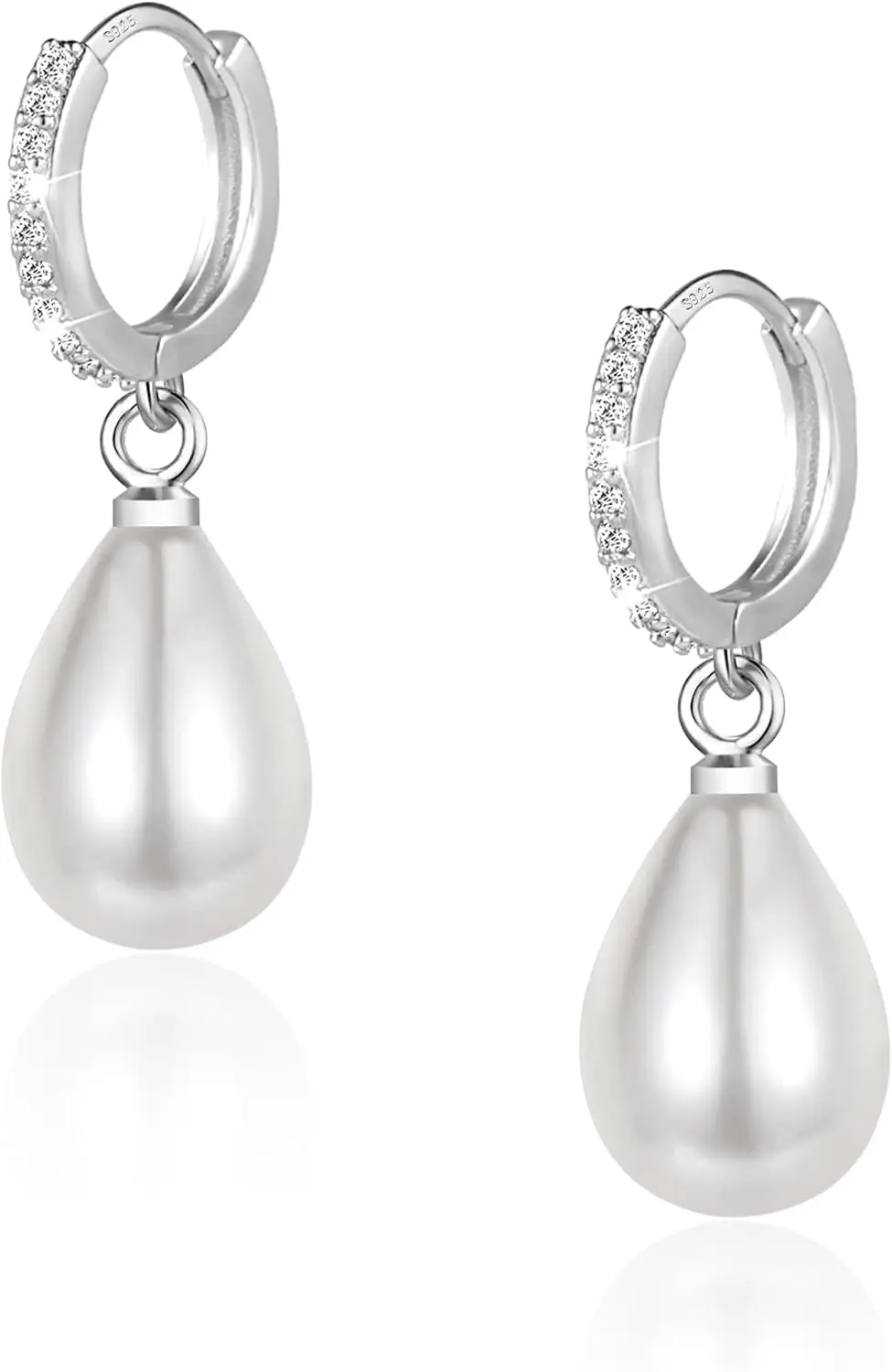 Women's 925 Silver Dangling Hoop Earrings with Elegant Pearls
Women's 925 Silver Dangling Hoop Earrings with Elegant Pearls