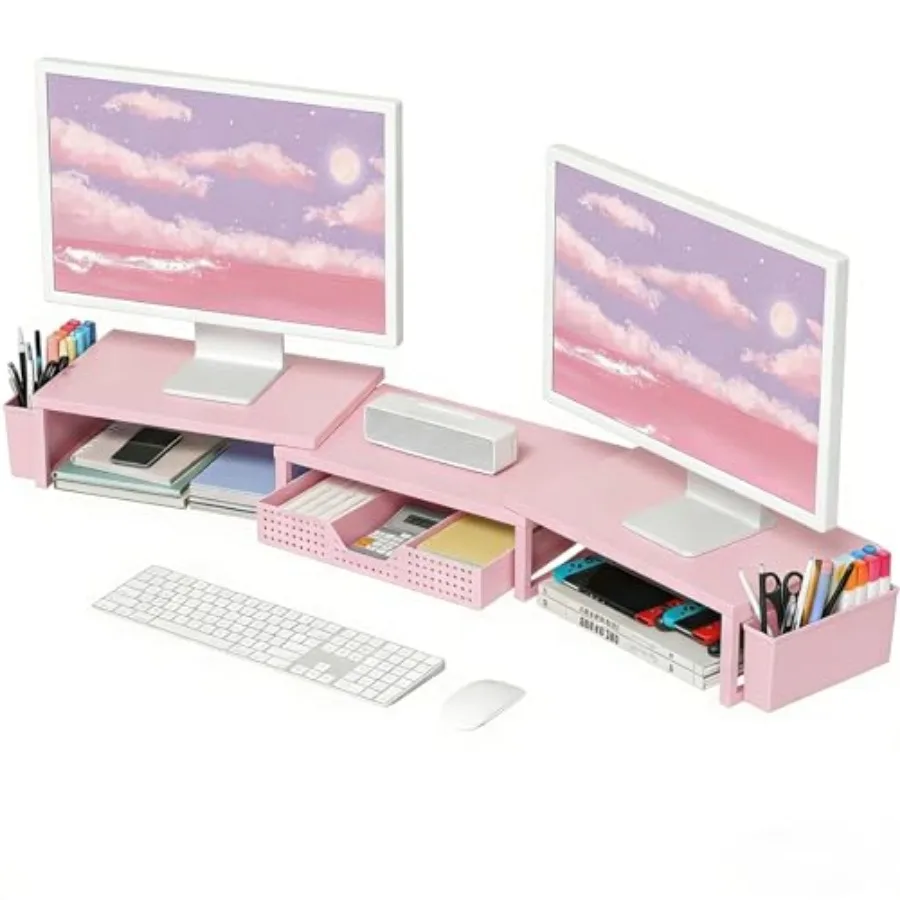 Desk Organizers and Accessories, Dual Monitor Stand Riser with Drawer and 2 Pen Holders, Desk Shelf Wood Computer Racks for Off
Desk Organizers and Accessories, Dual Monitor Stand Riser with Drawer and 2 Pen Holders, Desk Shelf Wood Computer Racks for Off