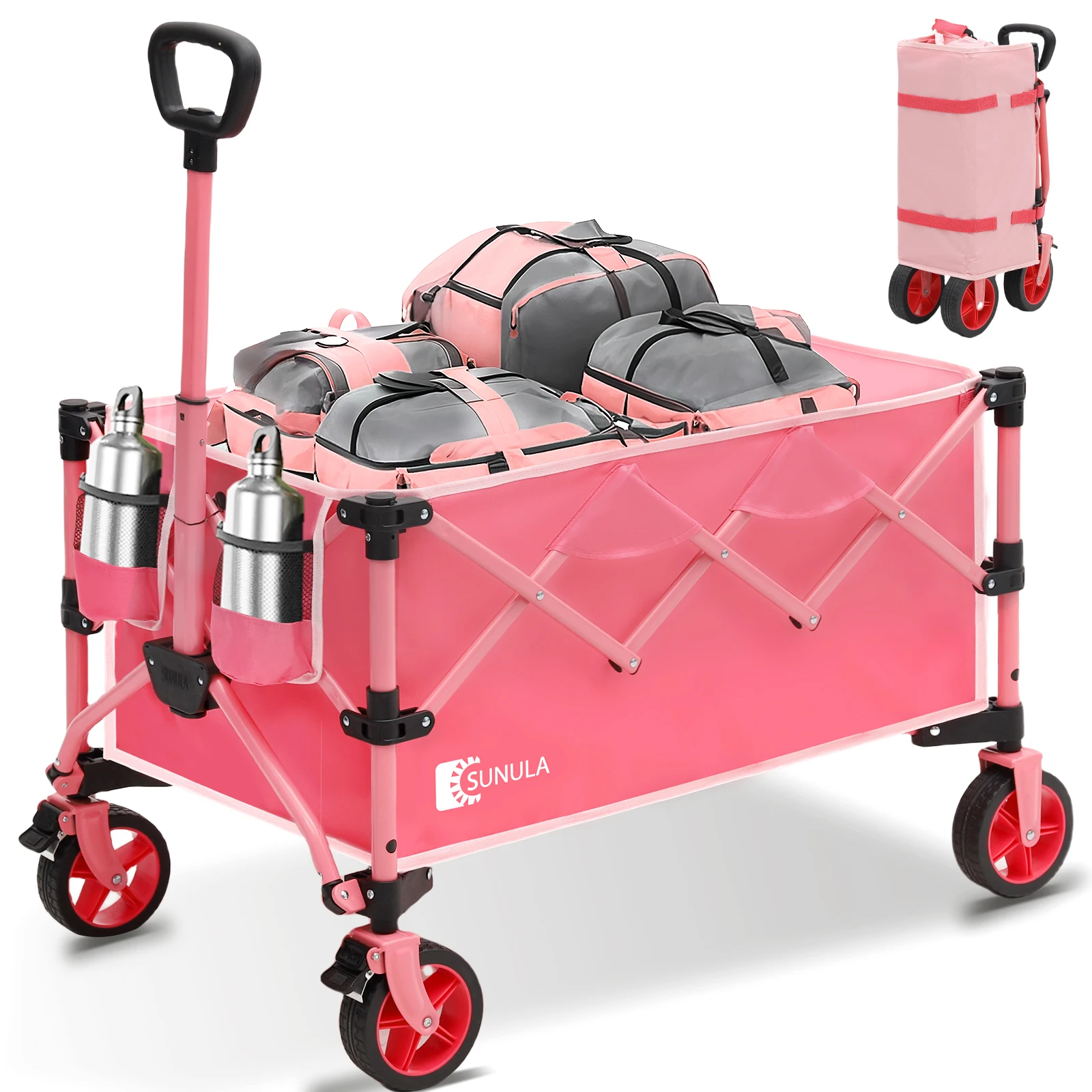 330LBS Collapsible Wagon Foldable Beach Wagon 300L Large Capacity Folding Heavy Duty Utility 600D Oxford Fabric Garden Cart Pink
330LBS Collapsible Wagon Foldable Beach Wagon 300L Large Capacity Folding Heavy Duty Utility 600D Oxford Fabric Garden Cart Pink