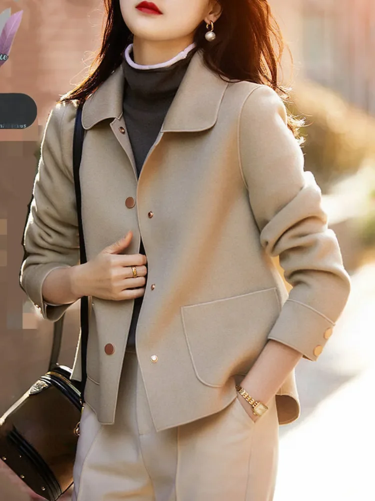 Fashion Elegant Women Coat New Korean Version Simple Solid Color Woolen Coat Temperament Loose Autumn Short Jacket Women 2023
Fashion Elegant Women Coat New Korean Version Simple Solid Color Woolen Coat Temperament Loose Autumn Short Jacket Women 2023