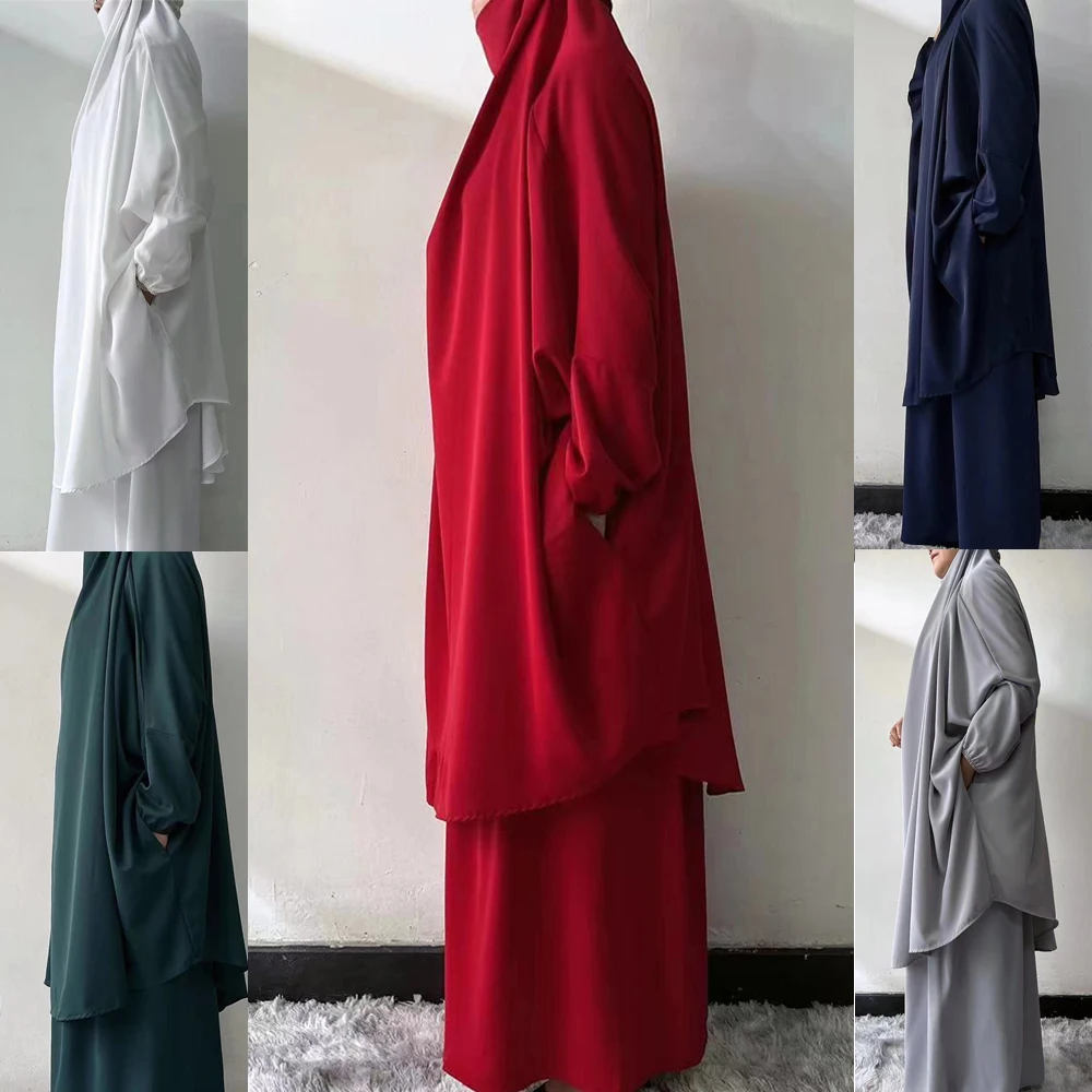 Ramadan Gowns 2 Piece Set Muslim Women Overhead Hijab Dress Prayer Garment Abaya Long Khimar Arab Gown Abayas Islamic Clothing
Ramadan Gowns 2 Piece Set Muslim Women Overhead Hijab Dress Prayer Garment Abaya Long Khimar Arab Gown Abayas Islamic Clothing