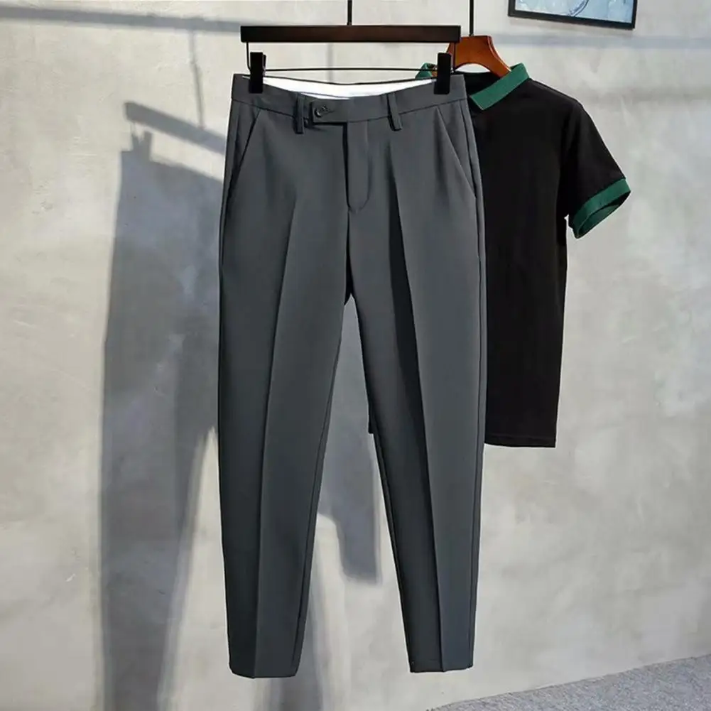 Soft Breathable Suit Pants Elegant Men's Slim Fit Suit Pants with Soft Pockets Mid Waist Zipper Closure Formal Business for A
Soft Breathable Suit Pants Elegant Men's Slim Fit Suit Pants with Soft Pockets Mid Waist Zipper Closure Formal Business for A