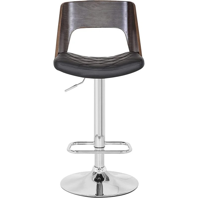 Adjustable Swivel Bar Stool, Contemporary Wood Back, Diamond Quilted Curved Seat, Weathered Oak Finish
Adjustable Swivel Bar Stool, Contemporary Wood Back, Diamond Quilted Curved Seat, Weathered Oak Finish
