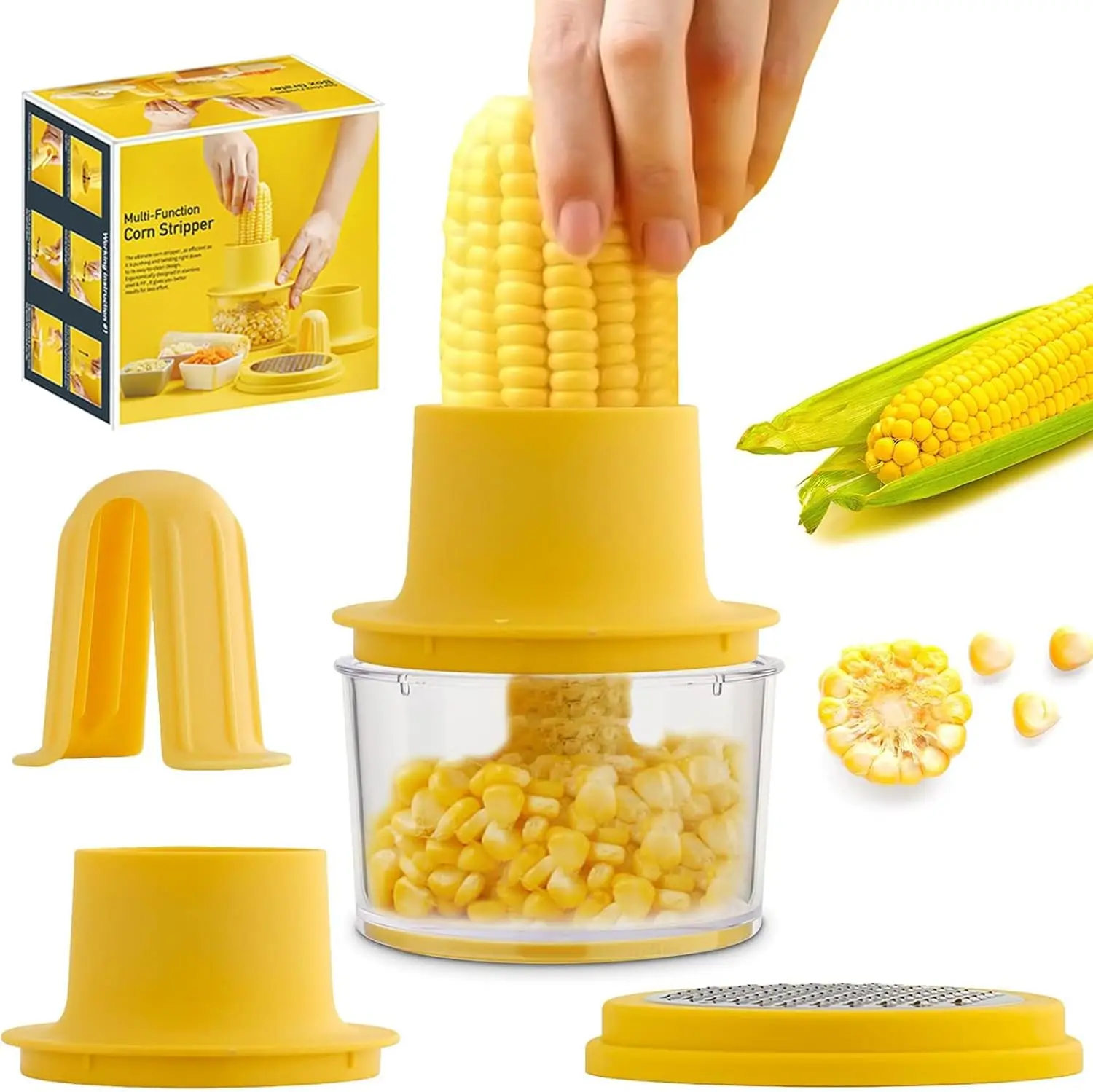 Corn Cob Stripper, Corn Peeler from Corn on the Cob, Quick Corn Kernel Cutter Tool, with Bowl & Safety Handle
Corn Cob Stripper, Corn Peeler from Corn on the Cob, Quick Corn Kernel Cutter Tool, with Bowl & Safety Handle