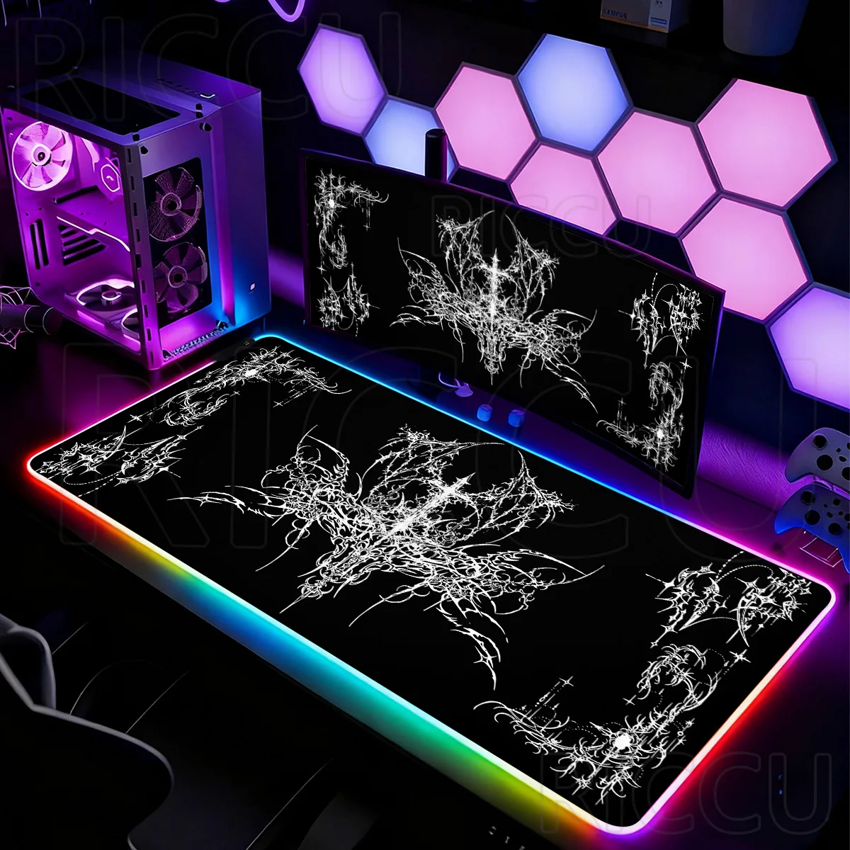 RGB XXL Gothic Dark wind Mouse Pad Rug Large Gaming Table Non-slip Laptop Tablet HD Mousepad LED Desk Mat PC Accessories carpet