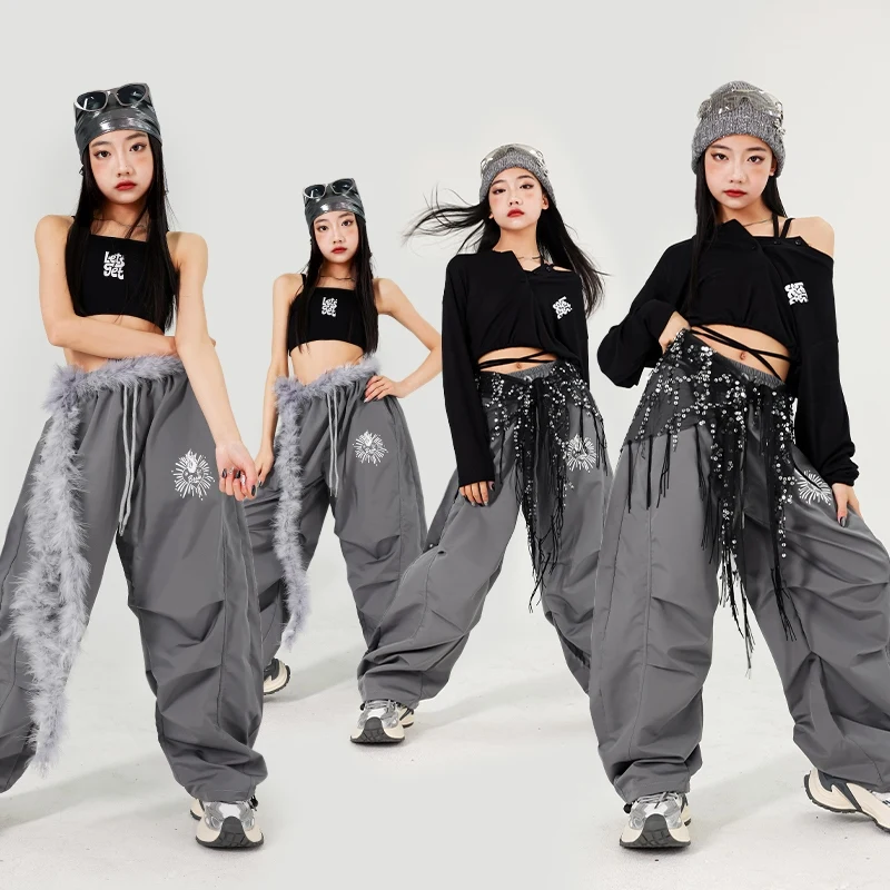 Girls Jazz Modern Dance Costumes Black Tops Loose Pants Street Dance Wear Fashion Ballroom Hip Hop Dance Stage Clothes DQS18992
Girls Jazz Modern Dance Costumes Black Tops Loose Pants Street Dance Wear Fashion Ballroom Hip Hop Dance Stage Clothes DQS18992