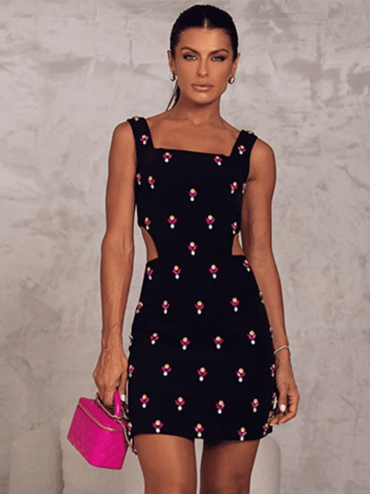 Sexy Straps Square Collar Shining Crystal Mini Bandage Dress Women Black Sleeveless Bodycon Evening Party Gowns
Sexy Straps Square Collar Shining Crystal Mini Bandage Dress Women Black Sleeveless Bodycon Evening Party Gowns