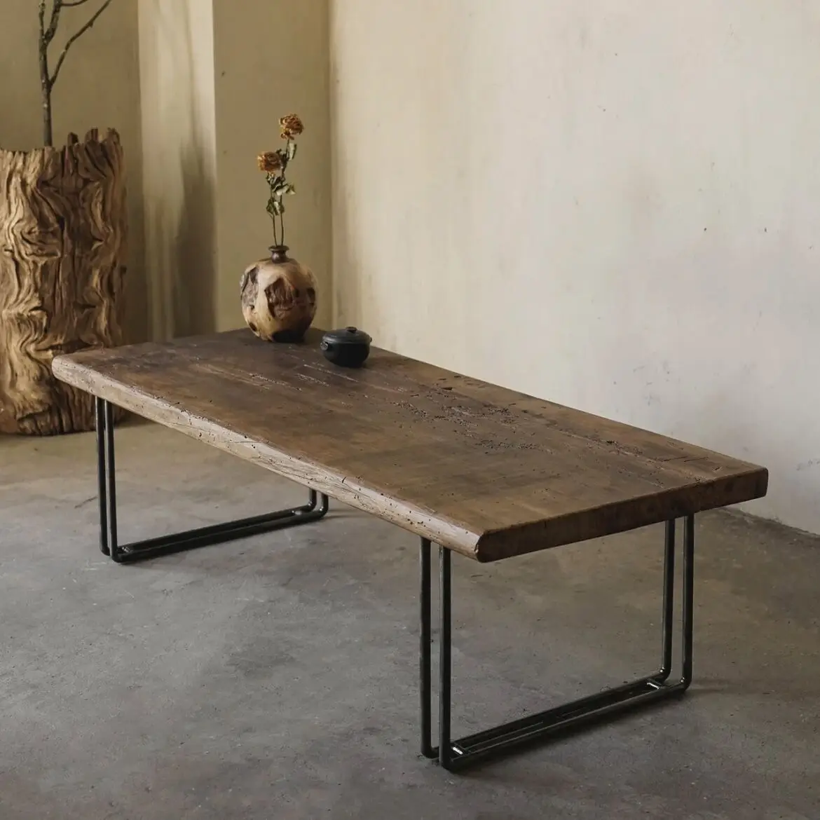 Wabi Sabi style tea table, solid wood workbench, retro computer desk, display long dining table, reception meeting, office desk
Wabi Sabi style tea table, solid wood workbench, retro computer desk, display long dining table, reception meeting, office desk