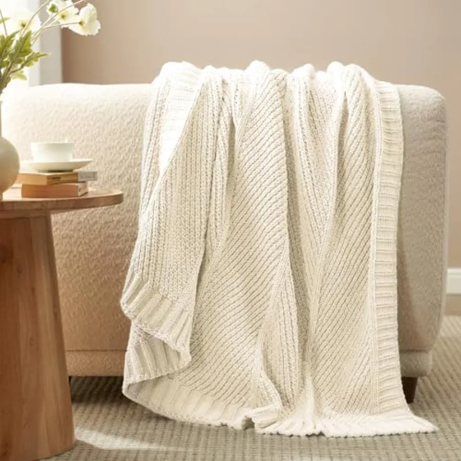 Knit Throw Blanket, Soft Chenille Cozy Breathable Chevron Chunky Decorative Blanket for Couch, Bed and Sofa, French-Inspired Li
Knit Throw Blanket, Soft Chenille Cozy Breathable Chevron Chunky Decorative Blanket for Couch, Bed and Sofa, French-Inspired Li