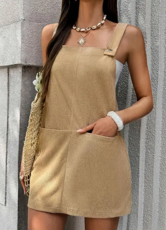 Women Dress 2026 Summer Loose Solid Color Corduroy Square Neck Sleeveless Vest with Camisole Dress Suitable Casual Daily Wear
Women Dress 2026 Summer Loose Solid Color Corduroy Square Neck Sleeveless Vest with Camisole Dress Suitable Casual Daily Wear
