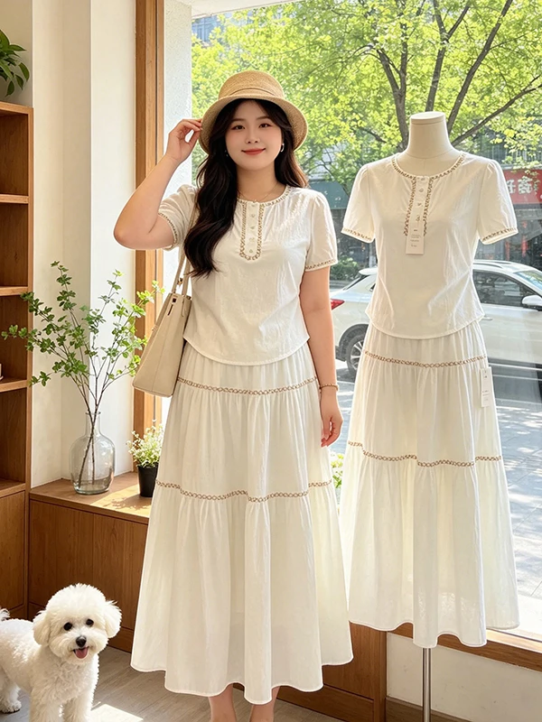 plus Size Bohemian Style Women's Summer New Short Sleeve round Neck Top A-Line Skirt Two-Piece Set Fashionable Commute K...
plus Size Bohemian Style Women's Summer New Short Sleeve round Neck Top A-Line Skirt Two-Piece Set Fashionable Commute K...
