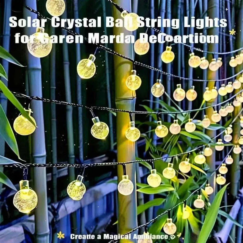 Solar LED Crystal Ball String Lights Outdoor Fairy Lights for Garden Courtyard Terraces Parties Christmas Decorations
Solar LED Crystal Ball String Lights Outdoor Fairy Lights for Garden Courtyard Terraces Parties Christmas Decorations