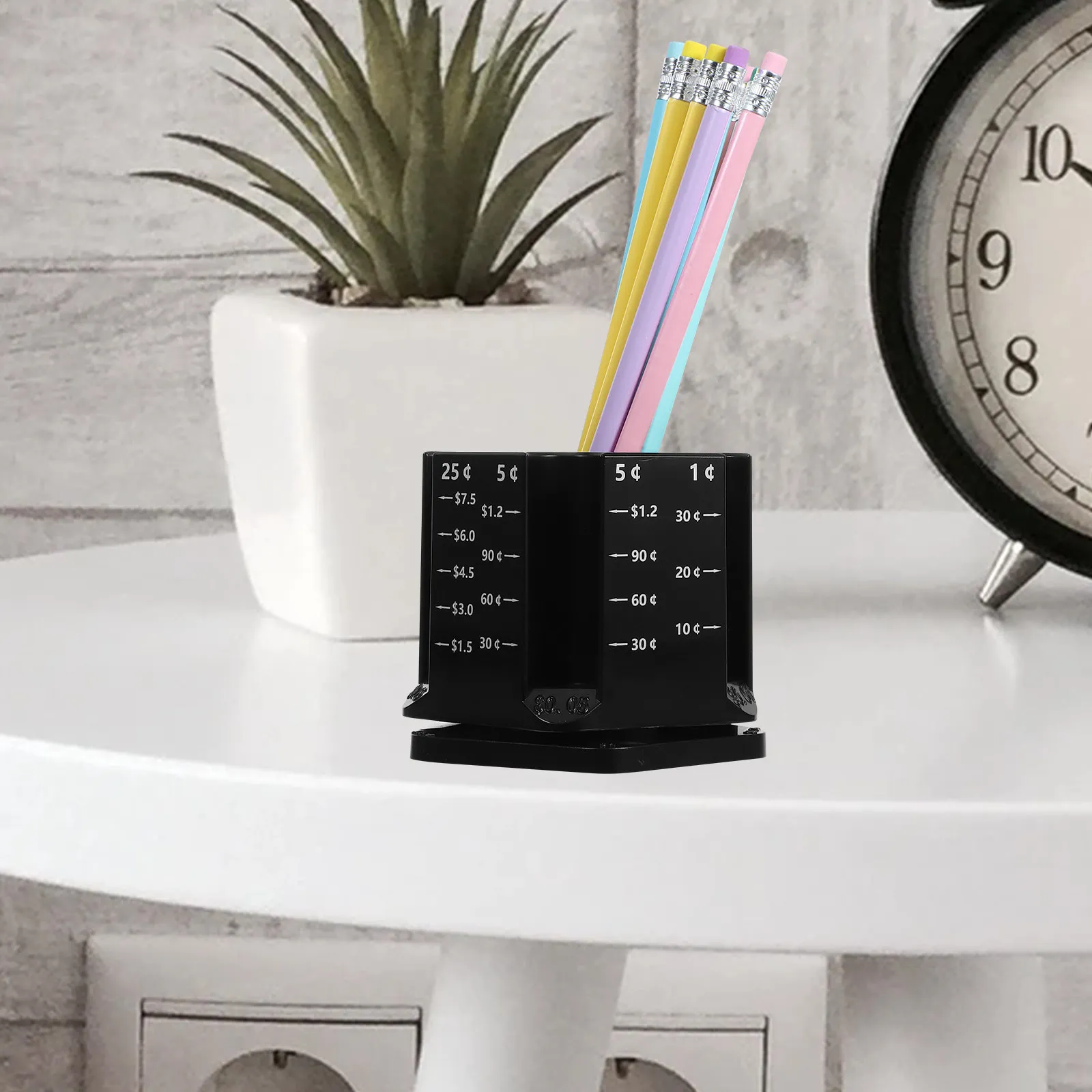 Coin Organizer with Pen Holder Rotatable Stationery Container Multi-Use Desk Organizer for Coins Pens Makeup Brushes Lightweight
Coin Organizer with Pen Holder Rotatable Stationery Container Multi-Use Desk Organizer for Coins Pens Makeup Brushes Lightweight