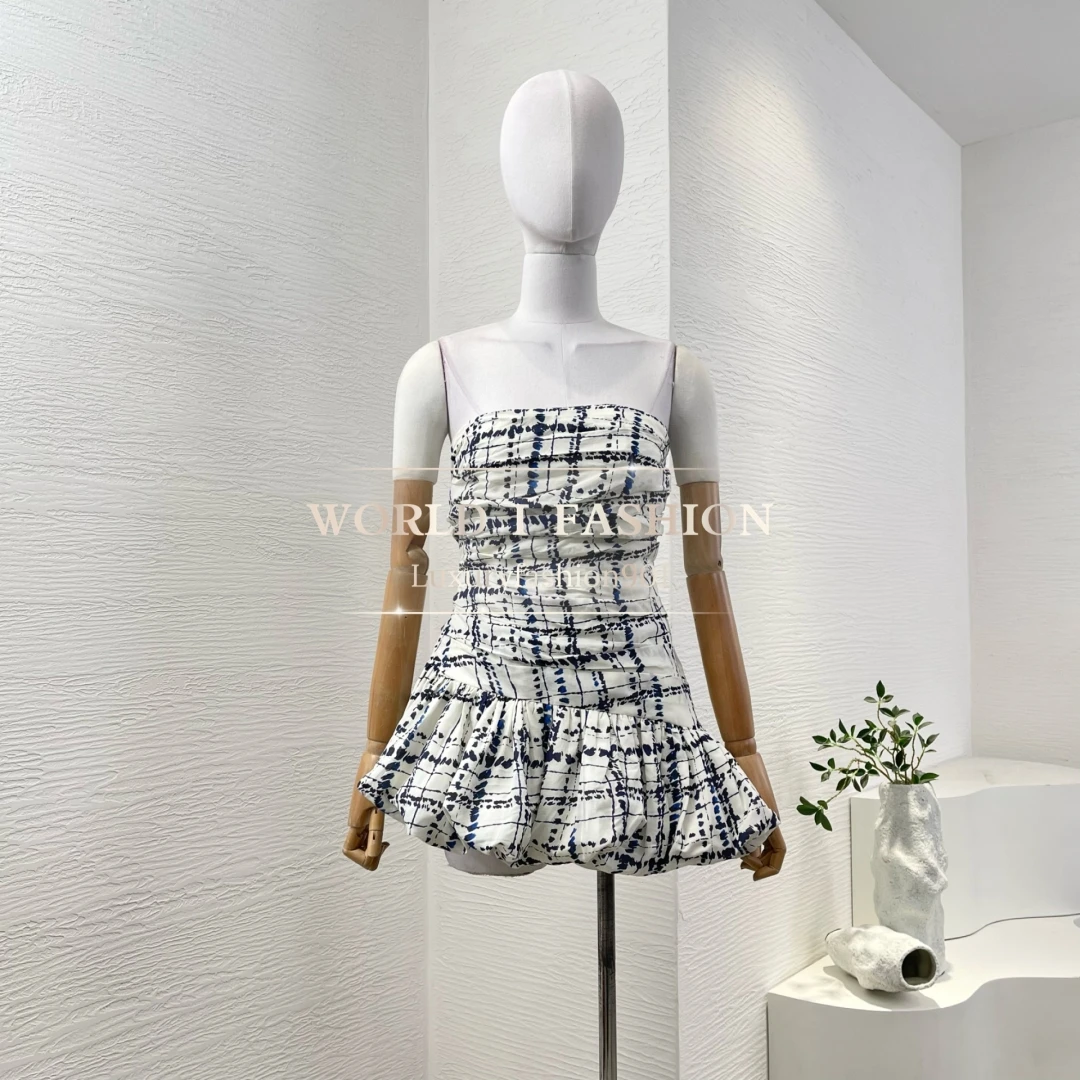 2025 White Plaid Hand Painting Sleeveless Blouse Tops Invisible Side Zipper Closure 
2025 White Plaid Hand Painting Sleeveless Blouse Tops Invisible Side Zipper Closure