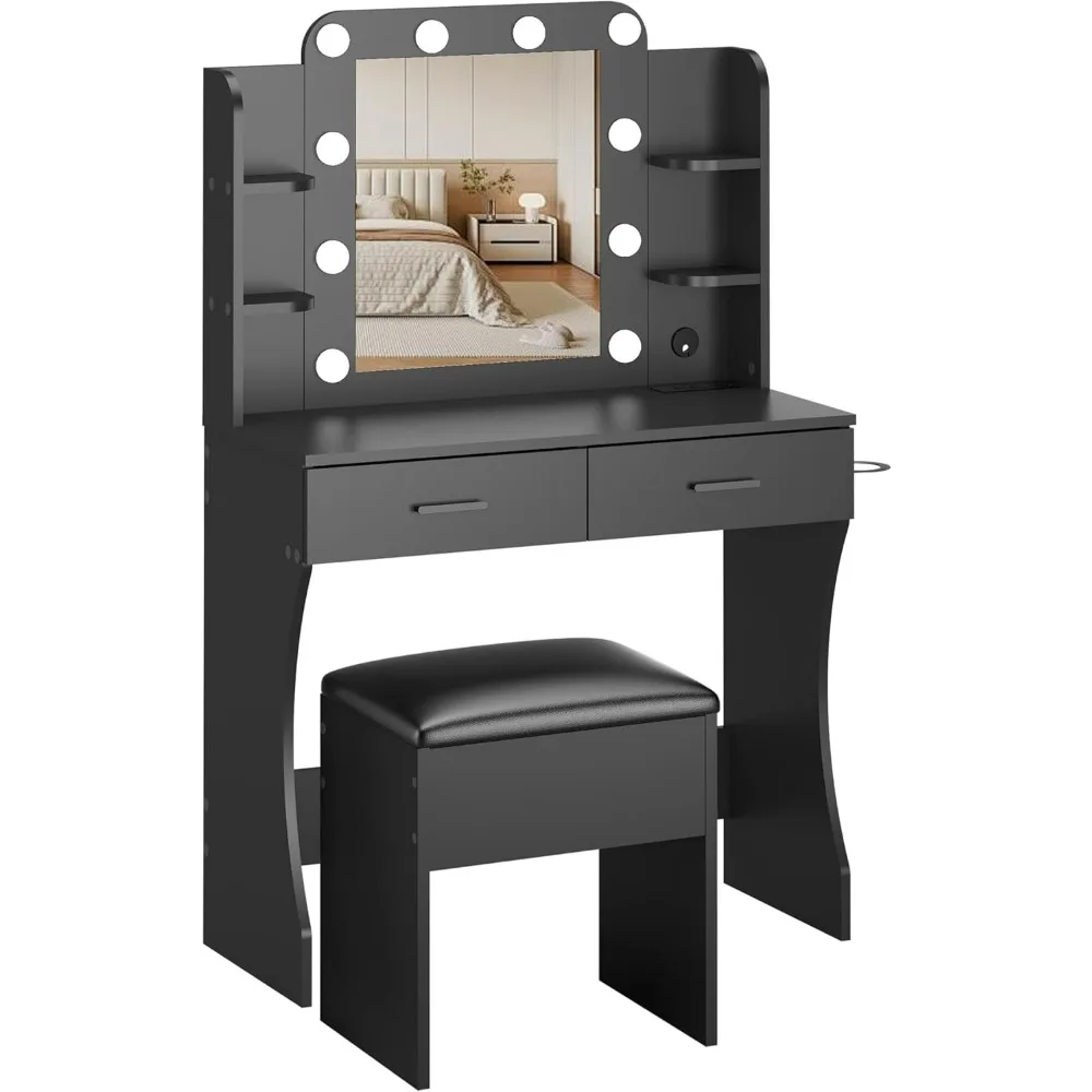 Panana Vanity Desk Set with Mirror LED Lights and Power Outlet Makeup Table with 2 Large Drawers and Round Holder Dressing Table
Panana Vanity Desk Set with Mirror LED Lights and Power Outlet Makeup Table with 2 Large Drawers and Round Holder Dressing Table