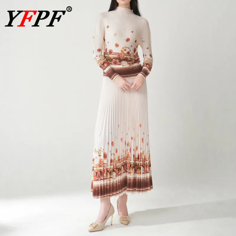 YFPF 232, осенний новый плиссированный женский комплект из двух предметов, футболка с цветочным принтом + длинная юбка со складками, элегантная модная одежда
YFPF 232, осенний новый плиссированный женский комплект из двух предметов, футболка с цветочным принтом + длинная юбка со складками, элегантная модная одежда
