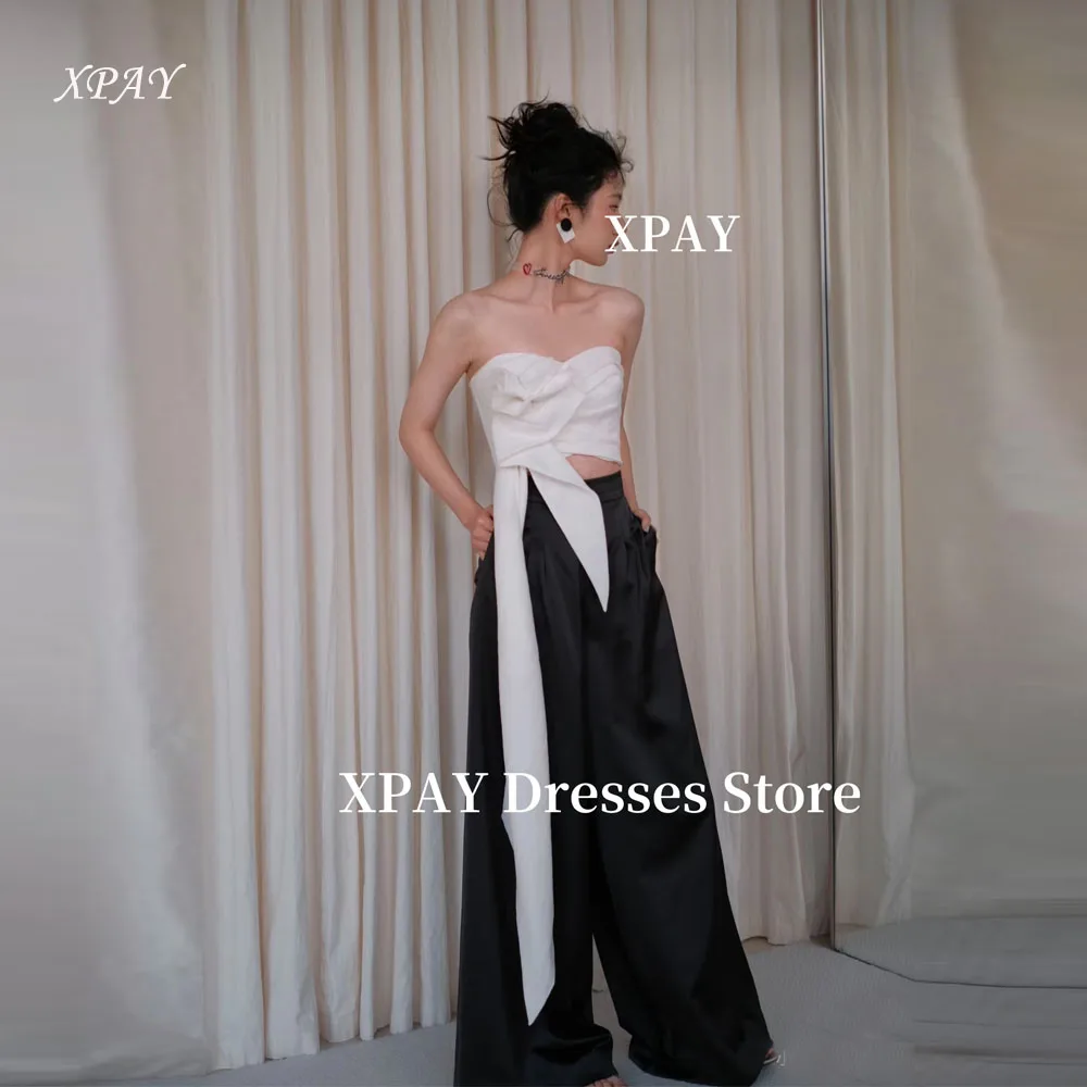 XPAY Stylish Strapless Crop Top Trouser Set Black And White Pant Silk Lady Korea Wedding Photo shoot Daily Outfit Customized
XPAY Stylish Strapless Crop Top Trouser Set Black And White Pant Silk Lady Korea Wedding Photo shoot Daily Outfit Customized